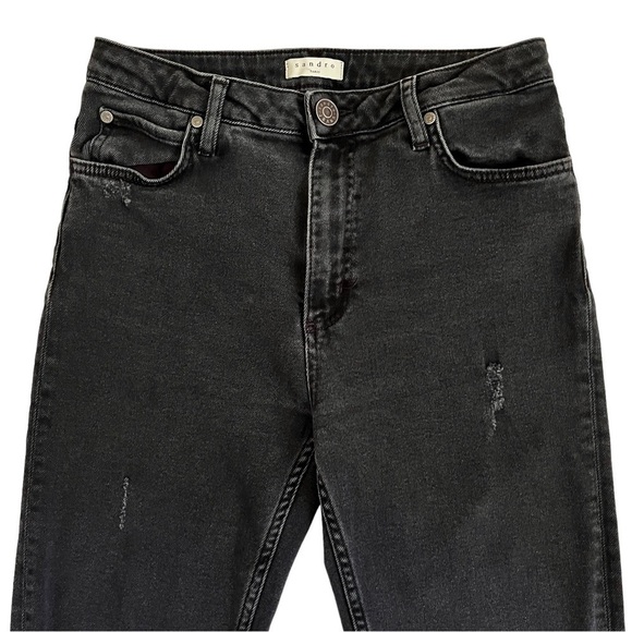 Sandro Paris Opéra High-Rise Frayed Straight-Leg Jeans Distressed Ankle … - Picture 5 of 17